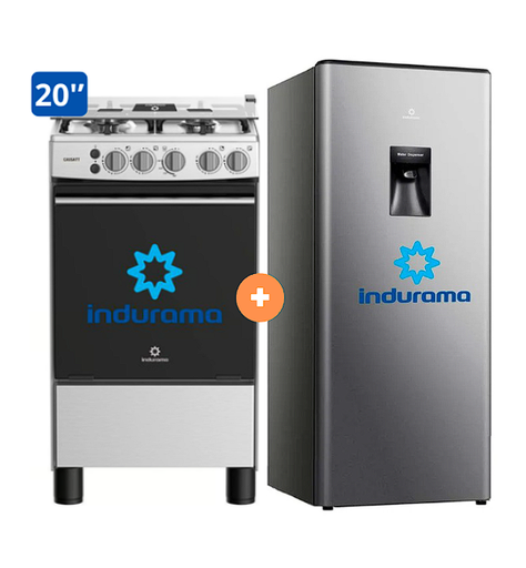COCINA INDURAMA 20" 4 HORNILLAS CASSAT + REFRIGERADORA INDURAMA RI-289 176 LTS - 4507177-5