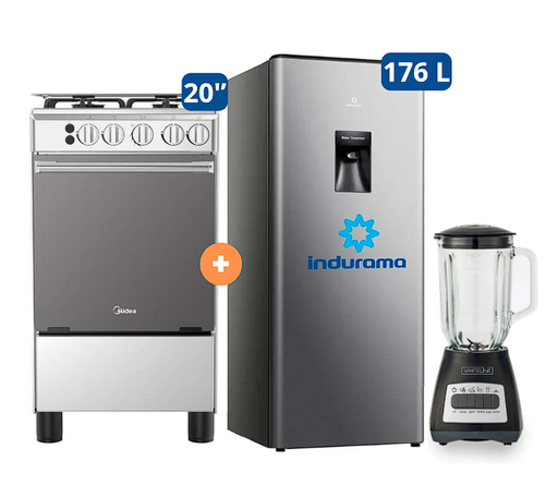 COCINA MIDEA 20" MGS20 4 HORNILLAS HIERRO CON CONEXION + REFRIGERADORA INDURAMA RI-289D 176 LTS + LICUADORA WHITELINE 1.5 LTS 400W VASO VIDRIO - 4507097 - 10