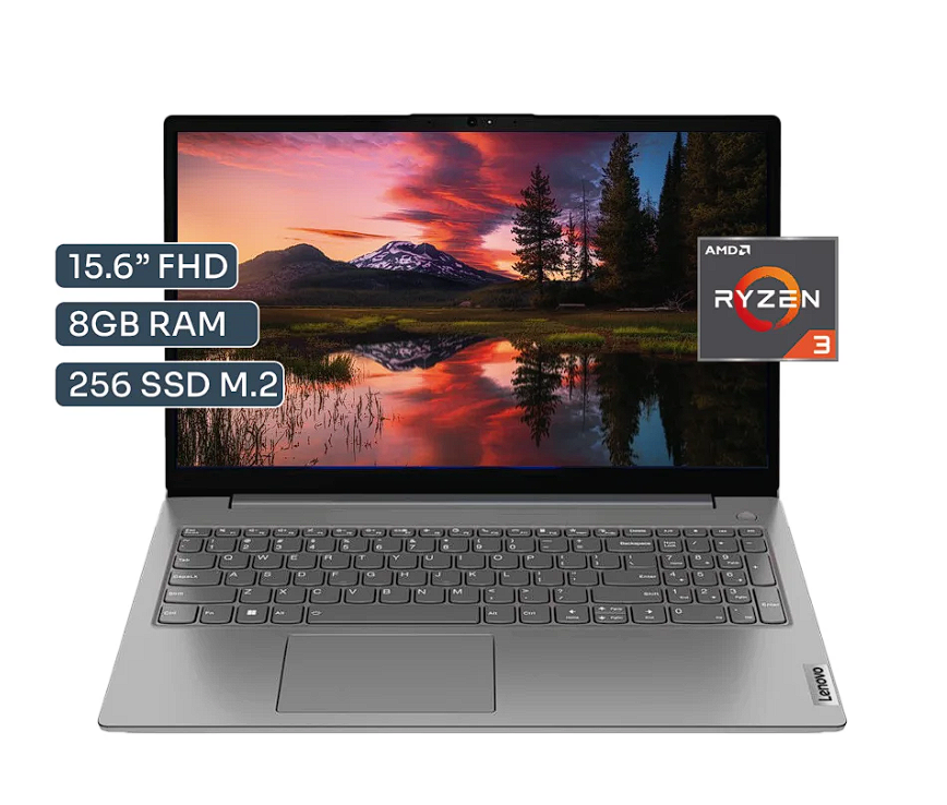 Laptop Lenovo V15 G4 AMN 15.6" FHD, AMD RYZEN 3 - 7320U, 8GB DDR5, 256 GB SSD  Windows 11 Gris. - LENOVOV15G4R3 