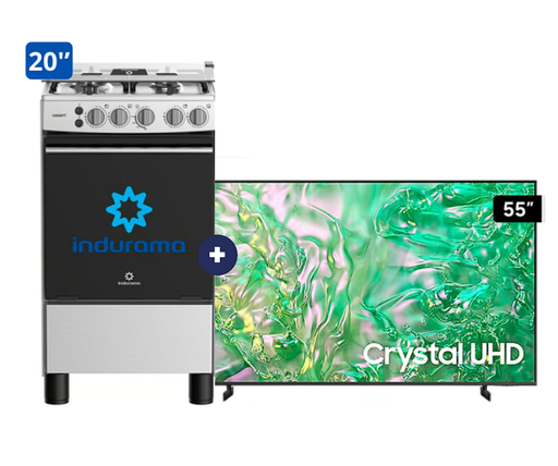 COCINA INDURAMA 20" 4 HORNILLAS CASSAT CON CONEXIÓN +  Televisor Samsung Smart TV 55" Crystal UHD 4K Voice Control UN55DU8000 - C0212
