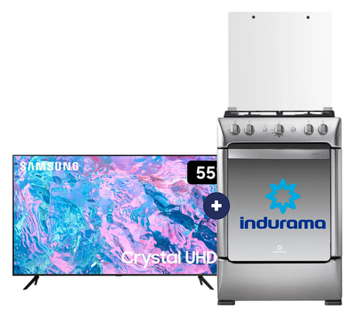 COCINA INDURAMA 24" 4 HORNILLAS GRANADA CON CONEXIÓN +  Televisor Samsung Smart TV 55" Crystal UHD 4K Voice Control UN55DU7000 - C0273