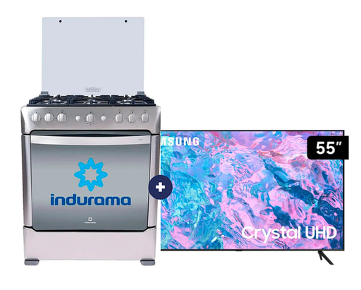 COCINA INDURAMA 30" 6 HORNILLAS PARMA CON CONEXIÓN +  Televisor Samsung Smart TV 55" Crystal UHD 4K Voice Control UN55DU7000 - C0338