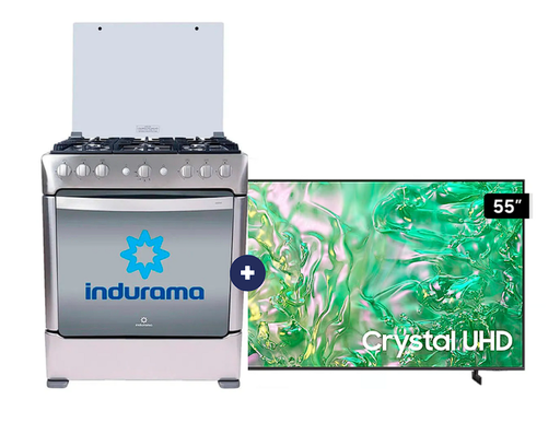 COCINA INDURAMA 30" 6 HORNILLAS PARMA CON CONEXIÓN +  Televisor Samsung Smart TV 55" Crystal UHD 4K Voice Control UN55DU8000 - C0339