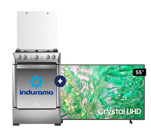 COCINA INDURAMA 24" 4 HORNILLAS GRANADA CON CONEXIÓN +  Televisor Samsung Smart TV 55" Crystal UHD 4K Voice Control UN55DU8000 - C0566