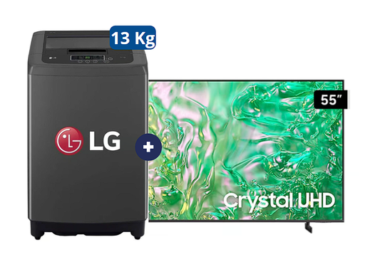 LAVADORA 13 KG Carga superior Smart Inverter Middle Black WT13BPBK Mod 2024  + Televisor Samsung Smart TV 55" Crystal UHD 4K UN55DU8000 voice control - C0588