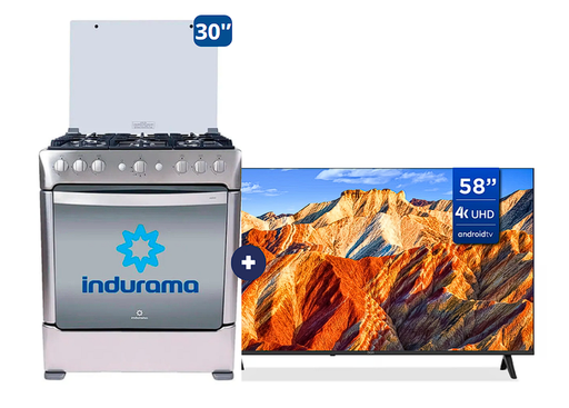 Cocina Indurama 30'' 6 Honillas Parma Con Conexión + Televisor BGH 58" UHD 4K   SMART TV Android TV sin bordes B5824UK6AIP - 4506419-3
