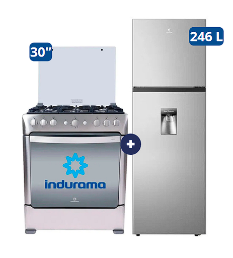 Cocina Indurama 30'' 6 Hornillas Parma Con Conexión + Refrigeradora INDURAMA RI-389DI  246 lts INVERTER CON DISPENSADOR Croma - 4506419-4