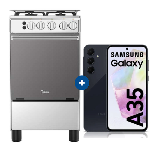 COCINA MIDEA 20" 4 HORNILLAS MGS20 Silver cubierta inox con instalación + CELULAR SAMSUNG GALAXY A35 6.6" 8GB RAM 256GB NEGRO. 4507098 - 5