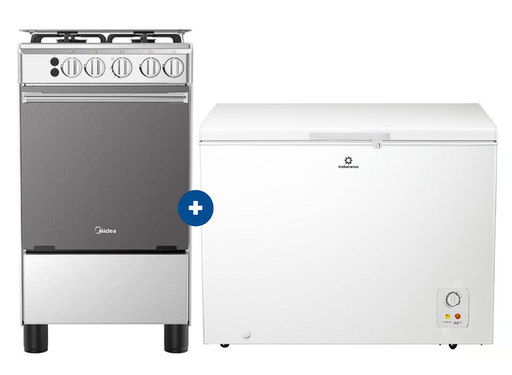 COCINA MIDEA 20" MGS20 4 HORNILLAS HIERRO + Congeladora Indurama 297Lts, CI-320BL Blanco - 4507098 - 6