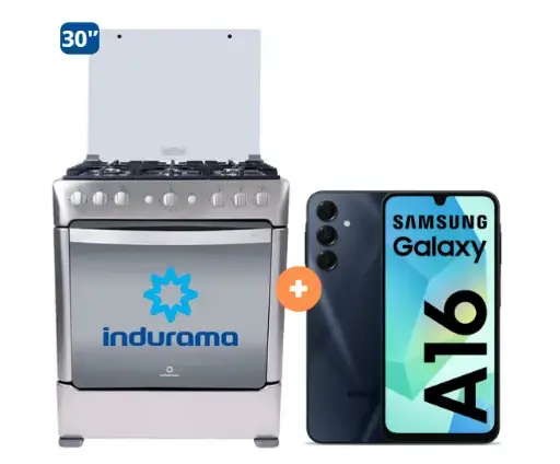 COCINA INDURAMA 30" 6 HORNILLAS PARMA CON CONEXIÓN + CELULAR SAMSUNG A16 4gb, 128 GB - 4505359