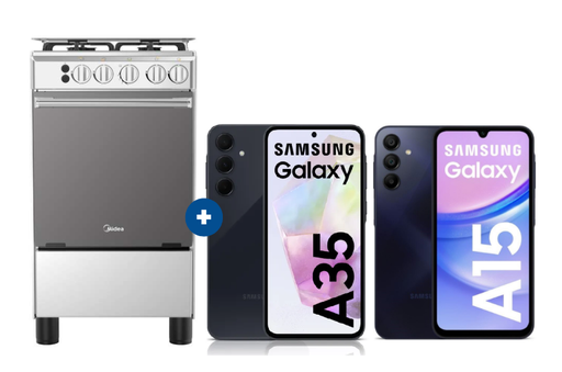 COCINA MIDEA 20" 4 HORNILLAS MGS20 Silver cubierta inox con instalación + CELULAR SAMSUNG GALAXY A35 NEGRO DE 128 GB 6GB RAM + CELULAR SAMSUNG GALAXY A15 6.5"  8GB RAM 256GB Negro 5G - 4507283-3