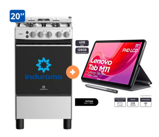 COCINA INDURAMA 20" 4 HORNILLAS CASSAT + CONEXIÓN + Tablet Lenovo TB330FU Tab M11 11" WUXGA (1920x1200) IPS 400nits,90HZ WIFI 4GB 128GB Lapiz y Funda - 4507177-6