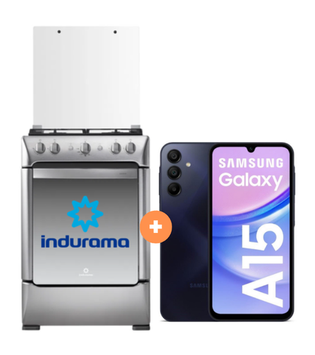COCINA INDURAMA 24" 4 HORNILLAS GRANADA + Celular Samsung Galaxy A15 Negro de 256 GB 8 GB RAM - 4505343