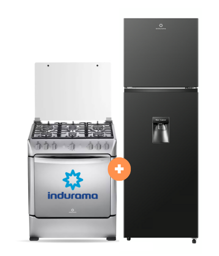 Cocina Indurama 30'' 6 Hornillas Parma Con Conexión + Refrigeradora INDURAMA RI-389DNI  246 lts INVERTER CON DISPENSADOR Negro- 4504510-3