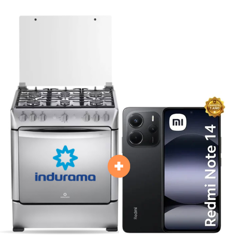 COCINA INDURAMA 30" 6 HORNILLAS PARMA +  Celular Redmi Note 14 negro 8GB RAM 256GB - 4506414-1