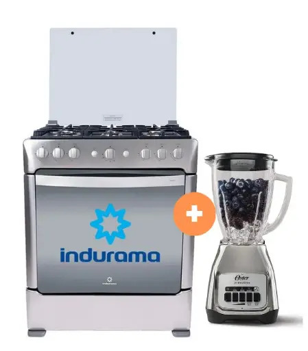 COCINA INDURAMA 30" 6 HORNILLAS PARMA CON INSTALACIÓN + LICUADORA OSTER KALIMAN  2 VEL. VASO VIDRIO 1.5 LT  C.NIQUEL. - 4504516-2 