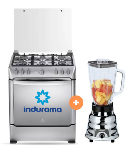 COCINA INDURAMA 30" 6 HORNILLAS PARMA CON INSTALACIÓN +Licuadora Oster Clasica cromada 2 velocidades - 4504516-2 