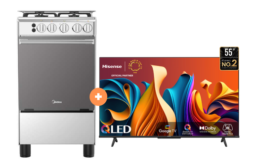 COCINA MIDEA 20" MGS20 4 HORNILLAS DE HIERRO Con Conexión Gratis + TV HISENSE 55" SMART QLED 55Q6N GOOGLE TV - 4507098-2