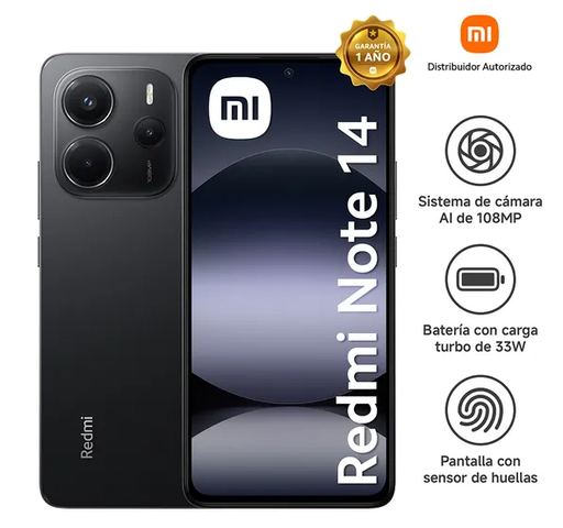CELULAR REDMI NOTE 14 NEGRO 8GB RAM 256GB
