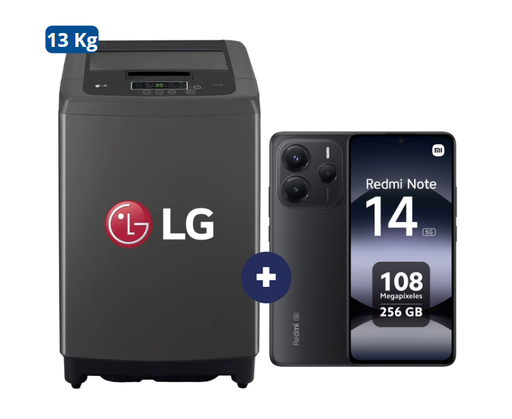 LAVADORA 13 KG Carga superior Smart Inverter Middle Black WT13BPBK Mod 2024 + Celular Redmi Note 14  6.67"  8GB RAM 256GB midnigth black (combo) - CO695