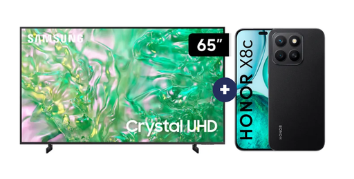 Televisor Samsung Led 65" Smart TV  65DU8000 + Celular Honor X8C 6.7" 256GB 8GB RAM color Midnight Black (COMBO) - CO709