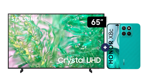 Televisor Samsung Led 65" Smart TV  65DU8000 + Celular Honor X8C 6.7" 256GB 8GB RAM color VERDE (COMBO) - CO710