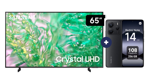 Televisor Samsung Led 65" Smart TV  65DU8000 + Celular Redmi Note 14  6.67"  8GB 256GB  black (COMBO) - CO711