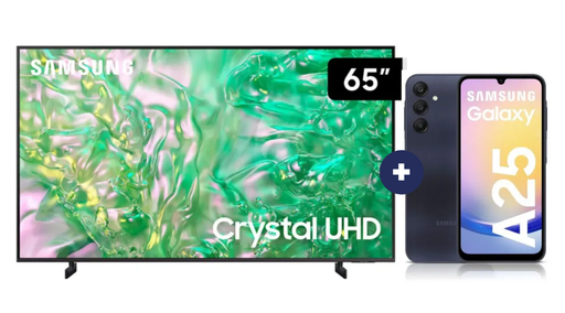 Televisor Samsung Led 65" Smart TV  65DU8000 + Celular Samsung Galaxy A25 128GB 6GB RAM Negro (COMBO) - CO713