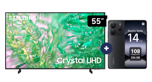 Televisor Samsung Led 55" Smart TV  55DU8000 + Celular Redmi Note 14  6.67"  8GB 256GB  black (COMBO) - CO715