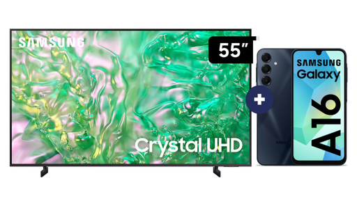 Televisor Samsung Led 55" Smart TV  55DU8000 + Celular Samsung Galaxy A16 128GB 4GB RAM Negro (COMBO) - CO716
