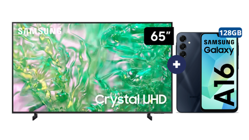 Televisor Samsung Led 65" Smart TV  65DU8000 + Celular Samsung Galaxy A16 128GB 4GB RAM Negro (COMBO) - CO733