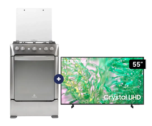 COCINA INDURAMA 24" 4 HORNILLAS GRANADA  con Instalación + Televisor Samsung Smart TV 55" Crystal UHD 4K UN55DU8000 - CO735