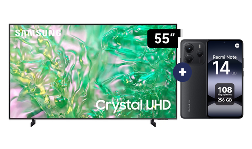 Televisor Samsung Led 55" Smart TV  55DU8000 + Celular Redmi Note 14  6.67"  8GB 256GB  black (COMBO) - CO737