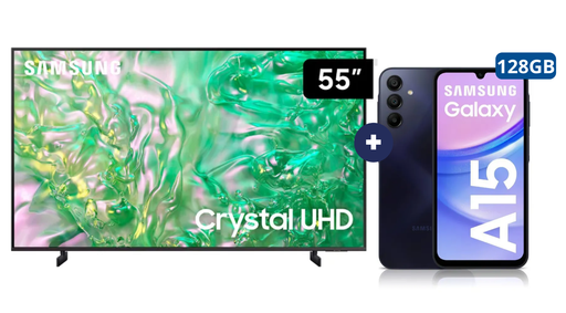 Televisor Samsung Led 55" Smart TV  55DU8000 + Celular Samsung Galaxy A15 128GB 4GB RAM Negro (COMBO) - CO738