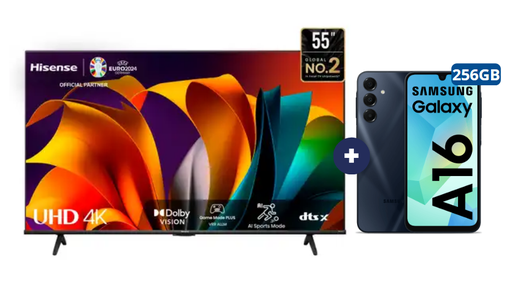 Televisor HISENSE Led 55" Smart TV 55A6N + Celular Samsung Galaxy A16 256GB 8GB RAM Negro (COMBO) - CO744