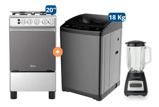 COCINA MIDEA 20" MGS20 4 HORNILLAS HIERRO CON CONEXIÓN + LAVADORA HISENSE CARGA SUPERIOR 18KG WT3W1823UT Gris + Licuadora Whiteline 1.5 Lts 400W vaso vidrio - 4507097 - 11