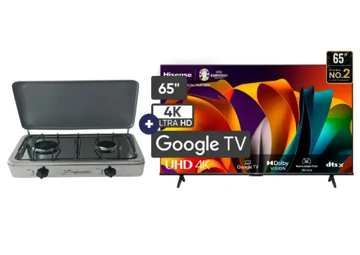 COCINA "SUPERIOR" DE MESA  2 HORNILLAS, ACERO BRILLANTE,POTENCIA 1.95KW x 2 CON CONEXIÓN + TELEVISOR HISENSE 65" SMART 65A6NA 4K UHD GOOGLE TV. - 4507366 - 1