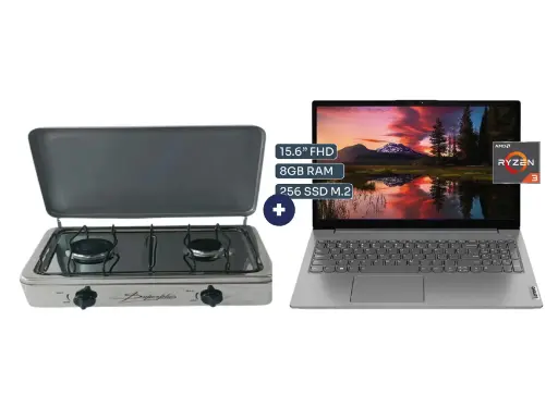 COCINA "SUPERIOR" DE MESA  2 HORNILLAS, ACERO BRILLANTE,POTENCIA 1.95KW x 2 CON CONEXIÓN + LAPTOP LENOVO V15 G4 AMN 15.6" FHD, AMD RYZEN 3 - 7320U, 8GB DDR5, 256 GB SSD   WINDOWS 11 HOME Gris. - 4507366 - 3
