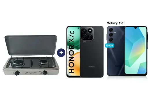 COCINA "SUPERIOR" DE MESA  2 HORNILLAS, ACERO BRILLANTE,POTENCIA 1.95KW x 2 CON CONEXIÓN + CELULAR HONOR X7C 6.77" 256GB 8GB RAM NEGRO/VERDE 
+ CELULAR SAMSUNG GALAXY A16 6.7"  4GB RAM 128GB Negro. - 4507366 - 6