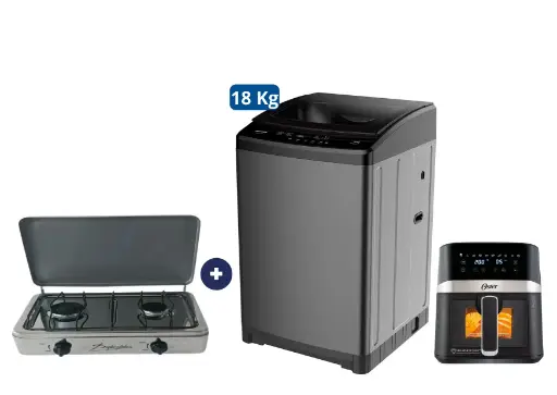 COCINA "SUPERIOR" DE MESA  2 HORNILLAS, ACERO BRILLANTE,POTENCIA 1.95KW x 2 CON CONEXIÓN + LAVADORA HISENSE CARGA SUPERIOR 18KG WT3W1823UT Gris medio + FREIDORA  DE AIRE DIGITAL OSTER 4 LTS CON LUZ Y VENTANA - 4507366 - 11