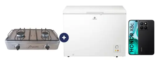 COCINA "SUPERIOR" DE MESA 2 HORNILLAS, ACERO BRILLANTE,POTENCIA 1.95KW x 2 CON CONEXIÓN +  CONGELADORA INDURAMA 297Lts, CI-320BL Blanco + CELULAR HONOR X8C 6.77" 256GB 8GB RAM NEGRO/VERDE. - 4507367 - 8
