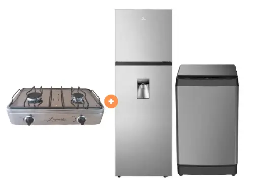 COCINA "SUPERIOR" DE MESA 2 HORNILLAS, ACERO BRILLANTE,POTENCIA 1.95KW x 2 CON CONEXIÓN +REFRIGERADORA INDURAMA RI-389DI  246 lts INVERTER C/DISPENSER CROMA + LAVADORA HISENSE CARGA SUPERIOR 14KG WT3K1423UT Gris medio. - 4507367 - 14