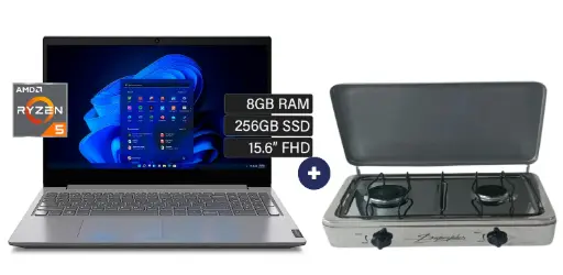 COCINA "SUPERIOR" DE MESA  2 HORNILLAS, ACERO BRILLANTE,POTENCIA 1.95KW x 2 CON CONEXIÓN + LAPTOP LENOVO  V15 G4 AMN , AMD RYZEN 5 7520U (4N/8SUB),  8GB, 15.6" FHD  AMD RADEON 610M GRAPH. , 256 GB SSD  WINDOWS 11, GRIS.  - 4507368 -  3
