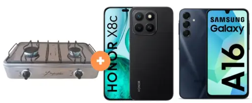COCINA "SUPERIOR" DE MESA 2 HORNILLAS, ACERO BRILLANTE,POTENCIA 1.95KW x 2 CON CONEXIÓN + CELULAR HONOR X8C 6.77" 256GB 8GB RAM NEGRO/VERDE + CELULAR SAMSUNG GALAXY A16 6.7"  4GB RAM 128GB Negro. - 4507368 - 7