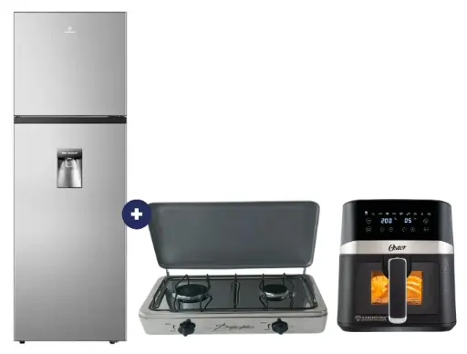 COCINA "SUPERIOR" DE MESA  2 HORNILLAS, ACERO BRILLANTE,POTENCIA 1.95KW x 2 CON CONEXIÓN + REFRIGERADORA INDURAMA RI-389DI  246 lts INVERTER C/DISPENSER CROMA/NEGRO + FREIDORA  DE AIRE DIGITAL OSTER 4 LTS CON LUZ Y VENTANA - 4507368 -  10