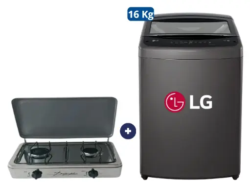 COCINA "SUPERIOR" DE MESA  2 HORNILLAS, ACERO BRILLANTE,POTENCIA 1.95KW x 2 CON CONEXIÓN + LAVADORA LG 16 KG CARGA SUPERIOR SMART INVERTER Middle Black  WT16BVTB.  - 4507368 -  12