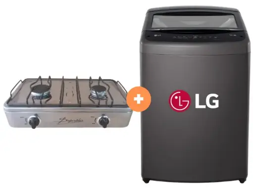 COCINA "SUPERIOR" DE MESA 2 HORNILLAS, ACERO BRILLANTE,POTENCIA 1.95KW x 2 CON CONEXIÓN +  LAVADORA LG 19 KG C/Superior S /INVERTER Middle Black  WT19BVTB - 4507368 - 10