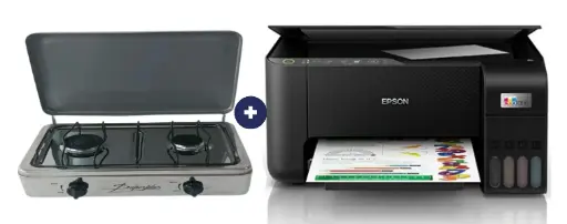 COCINA "SUPERIOR" DE MESA  2 HORNILLAS, ACERO BRILLANTE,POTENCIA 1.95KW x 2 CON CONEXIÓN + IMPRESORA MULTIFUNCIONAL EPSON WIFI 3250 TINTA CONTINUA.