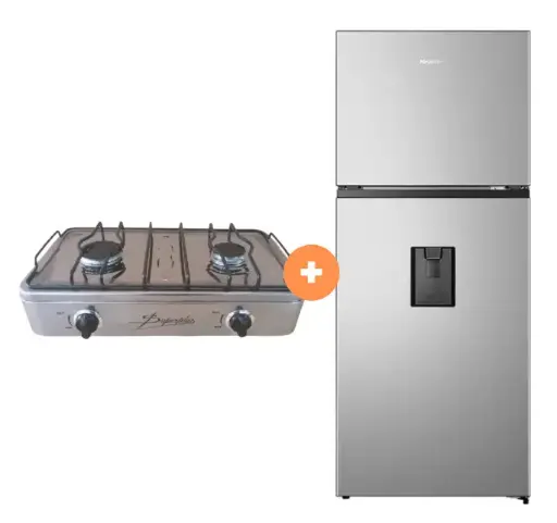 COCINA "SUPERIOR" DE MESA  2 HORNILLAS, ACERO BRILLANTE,POTENCIA 1.95KW x 2 CON CONEXIÓN + REFRIGERADORA HISENSE TOP MOUNT 379 LT C/DISPENSER COLOR GRIS, MOTOR INVERTER RT3N375NMCA - 4507366 -10