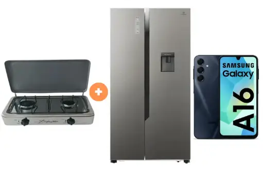 COCINA "SUPERIOR" DE MESA  2 HORNILLAS, ACERO BRILLANTE,POTENCIA 1.95KW x 2 CON CONEXIÓN + REFRIGERADORA INDURAMA  508 Lt SIDE BY SIDE Ri-788DI INVERTER CON DISPENSADOR Croma + CELULAR SAMSUNG GALAXY A16 6.7"  8GB RAM 256GB Negro